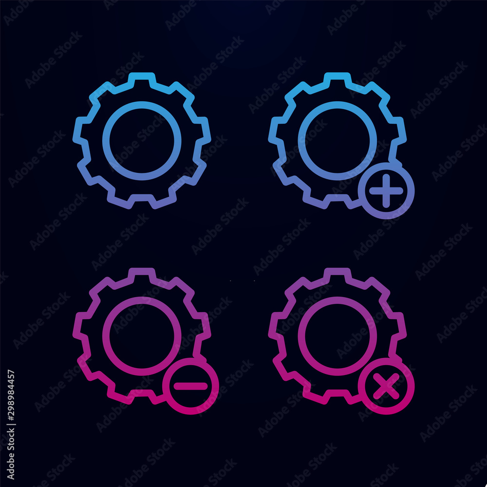 Poster gear, plus, remove, minus sign nolan icon. simple thin line, outline vector of web icons for ui and 