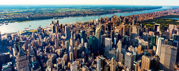 Aerial view of Manhattan New York from Midtown