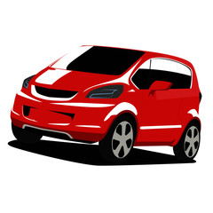 Small car red realistic vector illustration isolated