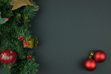Christmas wreath and baubles