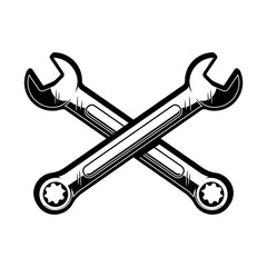 Crossed wrenches. Design element for poster, emblem, sign, logo, label.