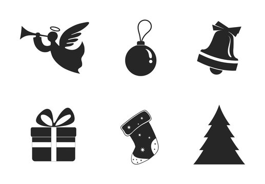 set of Christmas symbol icon. Christmas design element. isolated vector silhouette image