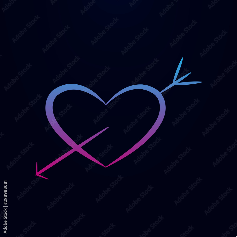 Poster heart pierced with arrow sketch nolan icon. simple thin line, outline vector of wedding icons for ui