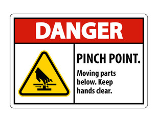 Danger Pinch Point, Moving Parts Below, Keep Hands Clear Symbol Sign Isolate on White Background,Vector Illustration EPS.10