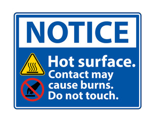 Notice Hot Surface Do Not Touch Symbol Sign Isolate on White Background,Vector Illustration
