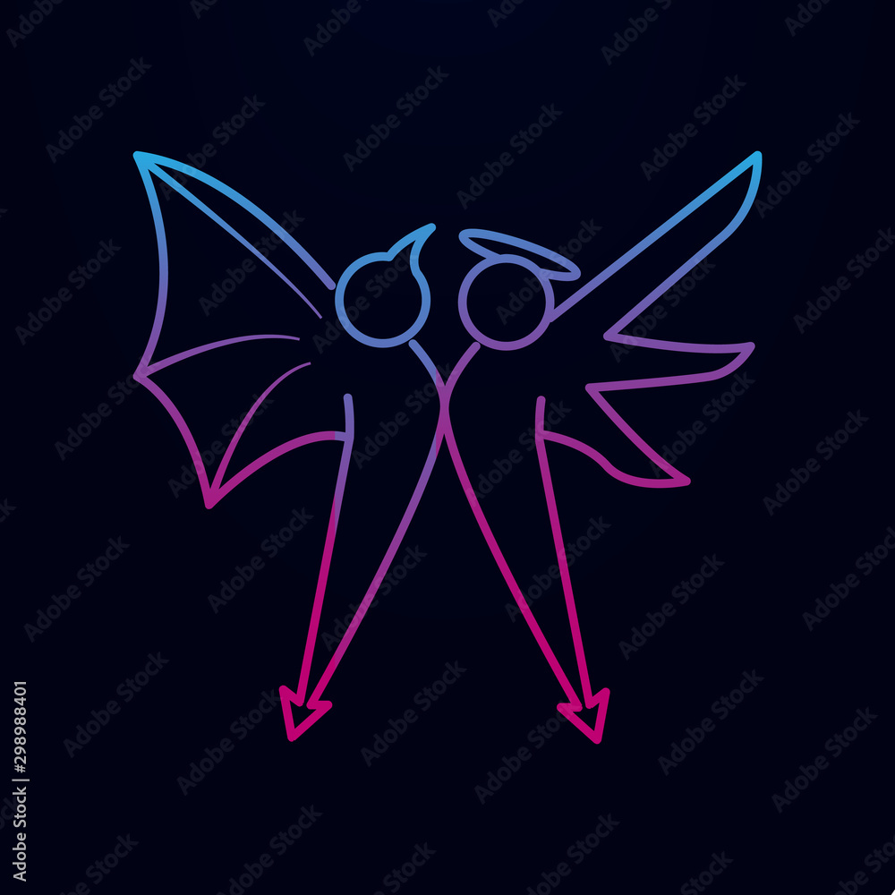 Poster angel and demon nolan icon. simple thin line, outline vector of angel and demon icons for ui and ux,