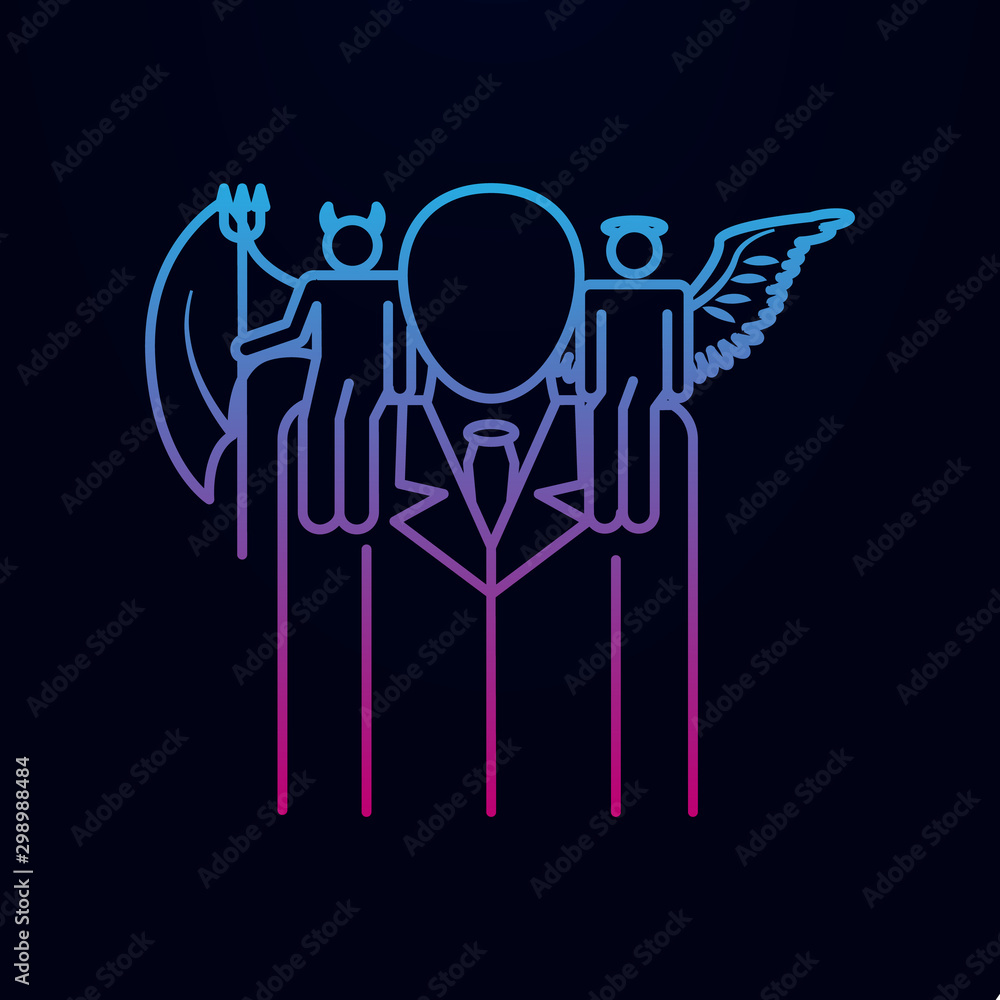 Poster angel and demon on shoulders nolan icon. simple thin line, outline vector of angel and demon icons f