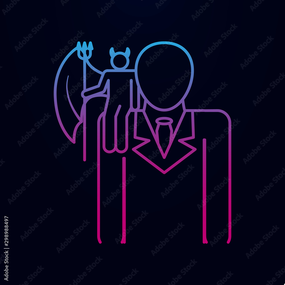 Poster demon on the shoulder nolan icon. simple thin line, outline vector of angel and demon icons for ui a