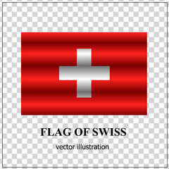 Bright button with flag of Swiss. Swiss National Day banner. Vector illustration with transparent background.