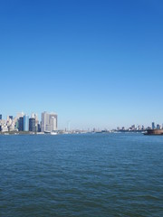 Fototapeta na wymiar View of New York City from Staten Island Ferry