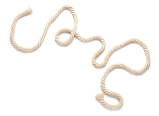 Rope on white background, top view