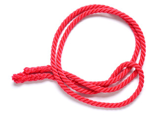 Rope on white background, top view