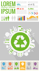 Naklejka na ściany i meble Ecological info graphics template of town and city