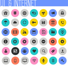 UI and Internet icon set, trendy flat icons