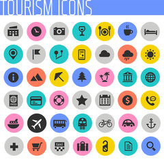 Tourism and Travel icon set, trendy flat icons