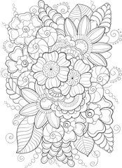 Doogle flowers bouquet coloring page 