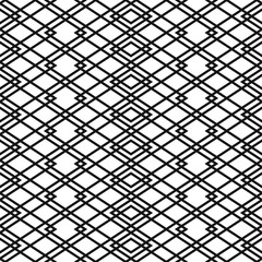 Black and white trellis pattern, seamless geometric pattern, hatch lines, checkered pattern, black and white vector illustration.
