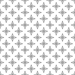 Seamless geometric pattern, star form , geo print, black and white vector illustration.