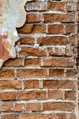 The brick cement wall as background texture.