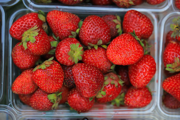 Ripe strawberry on the market