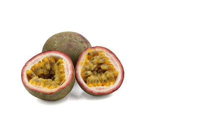 Half-passion fruit and full of passion fruit
