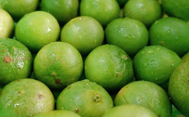 Close up group of Lime Background. Close up shot of limes. Selective Focus of  lime.