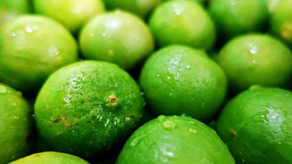 Close up group of Lime Background. Close up shot of limes. Selective Focus of  lime.