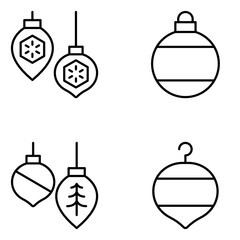 Obraz premium Christmas Vector Line Icon Set