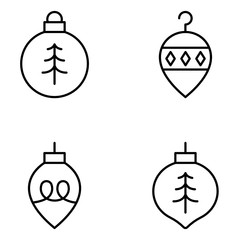 Obraz premium Christmas Vector Line Icon Set