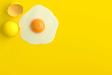 Fried egg on yellow background
