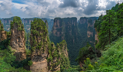 Vertical karst pillar rock formations seen from the Enchanting terrace viewpoint