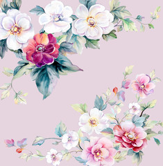 Naklejki  Kolorowe kwiaty, projekty artystyczne liści i kwiatów