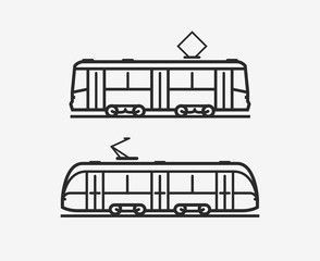 Tram icon. City public transport sign or symbol. Vector illustration