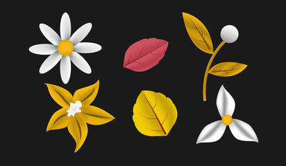 Flowers and floral futuristic collection vector