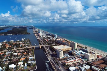 Obraz na płótnie Canvas Aerial view of Hollywood Beach, Miami, United States. Great landscape. Vacation travel. Travel destinations.