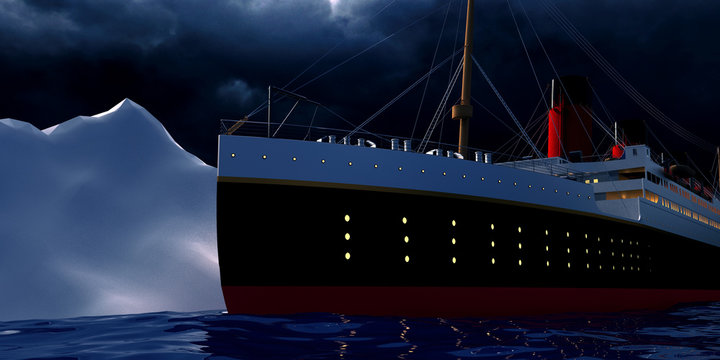 Extremely detailed and realistic high resolution 3d illustration of the old passenger ship Titanic