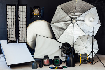 Photo studio equipment flash photographer accessories backgrounds