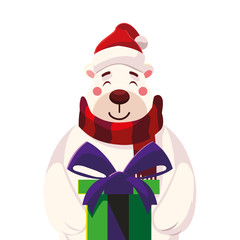 Merry christmas bear cartoon vector design