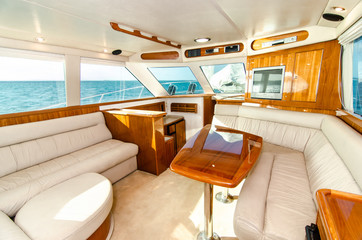 Interior of luxury speed boat