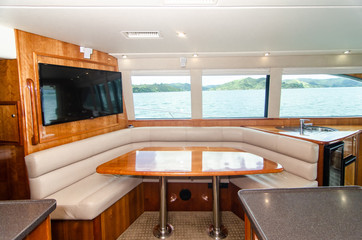 Interior of luxury speed boat