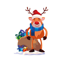 Merry christmas reindeer cartoon vector design