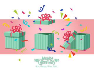 Set gift boxes. Concept cartoon of different present boxes. Christmas elements set. Celebration event for Birthday and New Year