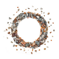 Circle shaped blank frame with rounded beach stones