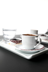 Turkish coffee on the black table