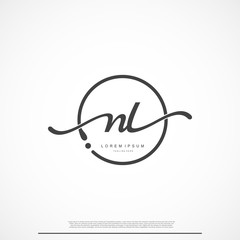 Elegant Signature Initial Letter NL Logo With Circle.