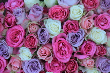  pink and purple mixed wedding roses