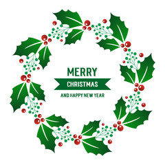 Banner design of merry christmas and happy new year, with elegant of red flower frame. Vector