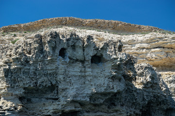 View of the rocks against the blue sky.