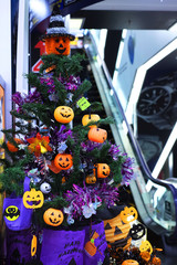 Halloween pumpkin decorative items on Christmas tree in Tokyo,Japan