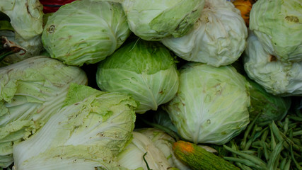 Fototapeta premium Cabbage vegetables in traditional markets, ingredients for making soup